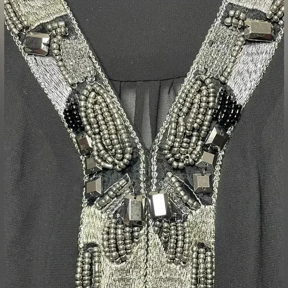 Carmen Marc Valvo sheer sleeveless art deco‎ embellished top - Picture 3 of 5